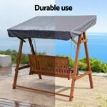 Gardeon Outdoor Wooden Swing Chair Garden Bench Canopy Cushion 3 Seater Teak - Image 7