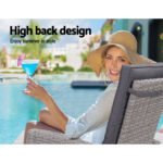 Gardeon 3PC Recliner Chairs Table Sun lounge Wicker Outdoor Furniture Adjustable Grey - Image 11