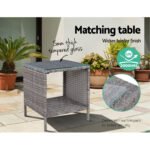 Gardeon 3PC Recliner Chairs Table Sun lounge Wicker Outdoor Furniture Adjustable Grey - Image 13