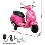 Kids Electric Ride On Car Motorcycle Motorbike Vespa Licensed GTS Pink - Image 2