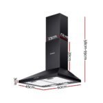 Devanti 600mm Range Hood 60cm Rangehood Black - Image 2
