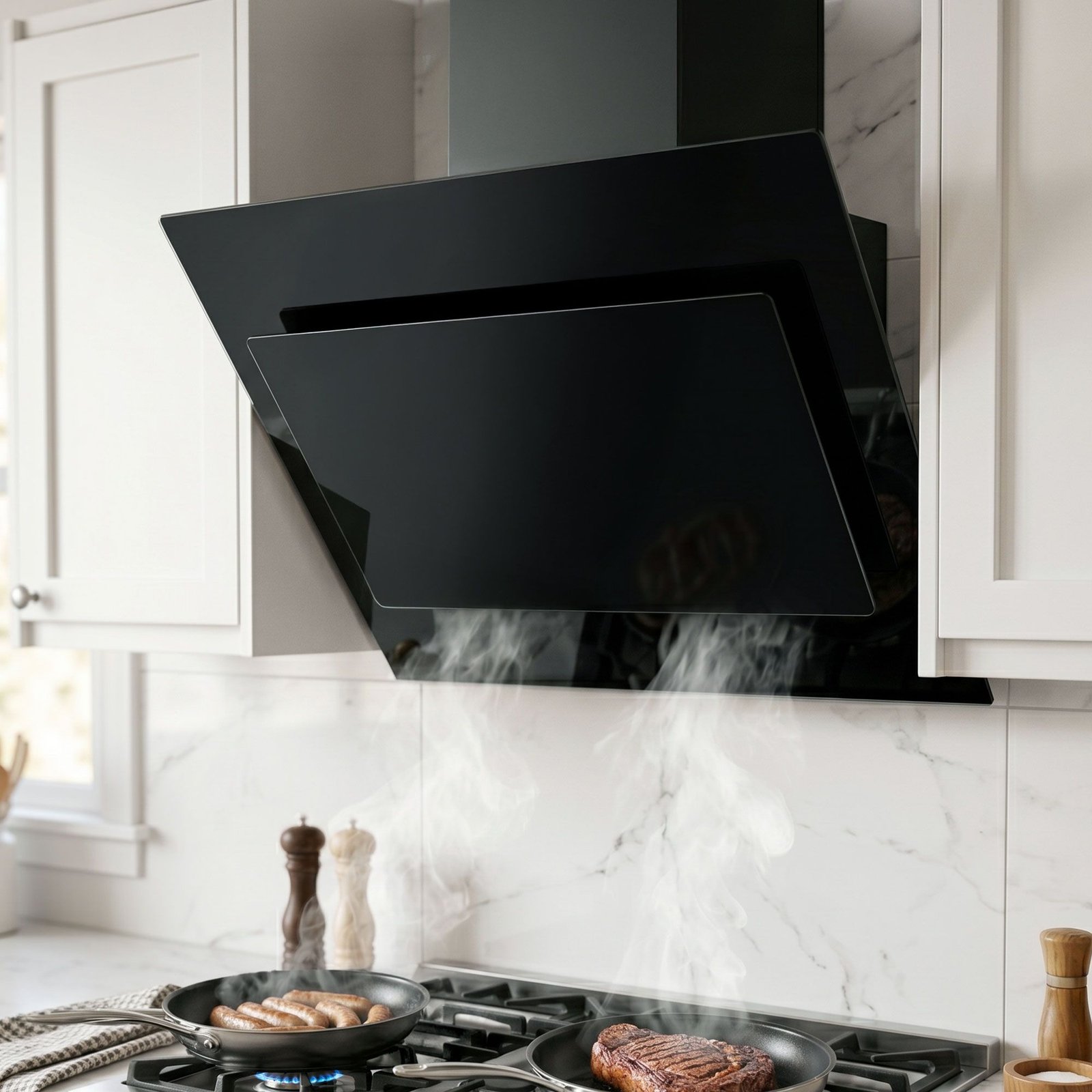 RH-D-J82-90-BK-00 Devanti 900mm Range Hood 90cm Rangehood Glass Black - Image 1