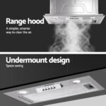 Devanti 520mm Range Hood 52cm Rangehood Stainless Steel - Image 4
