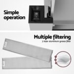 Devanti 900mm Range Hood 90cm Slide out Rangehood Stainless Steel - Image 5