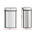 Devanti 50L Sensor Bin Motion Rubbish Automatic Silver - Image 2