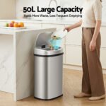 Devanti 50L Sensor Bin Motion Rubbish Automatic Silver - Image 4