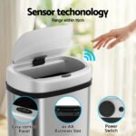 Devanti 50L Sensor Bin Motion Rubbish Automatic Silver - Image 5