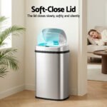 Devanti 50L Sensor Bin Motion Rubbish Automatic Silver - Image 6