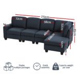 Artiss Modular Sofa Chaise Set 5-seater Dark Grey - Image 2