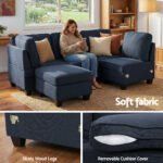 Artiss Modular Sofa Chaise Set 5-seater Dark Grey - Image 4