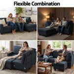 Artiss Modular Sofa Chaise Set 4-seater Dark Grey - Image 5