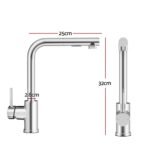 Cefito Kitchen Mixer Tap Pull Out Rectangle 2 Mode Sink Basin Faucet Swivel WELS Chrome - Image 2