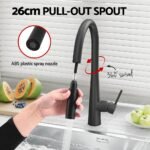 Cefito Kitchen Mixer Tap Pull Out Round 2 Mode Sink Basin Faucet Swivel WELS Black - Image 4