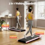 Everfit Treadmill Electric Walking Pad with Incline Under Desk Home Gym Pink - Image 2