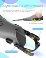 Gray Adjustable Open Heel Snorkel Fins, Travel-Size Short Swim Flippers for Snorkeling, Diving & Swimming, Adult Men & Womenï¼ˆL/XLï¼‰ - Image 2