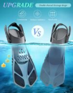 Gray Adjustable Open Heel Snorkel Fins, Travel-Size Short Swim Flippers for Snorkeling, Diving & Swimming, Adult Men & Womenï¼ˆL/XLï¼‰ - Image 4