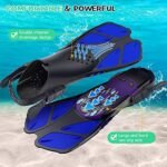 Blue Adjustable Open Heel Snorkel Fins, Travel-Size Short Swim Flippers for Snorkeling, Diving & Swimming, Adult Men & Womenï¼ˆL/XLï¼‰ - Image 2