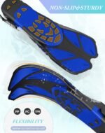 Blue Adjustable Open Heel Snorkel Fins, Travel-Size Short Swim Flippers for Snorkeling, Diving & Swimming, Adult Men & Womenï¼ˆL/XLï¼‰ - Image 4