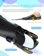 Blue Adjustable Open Heel Snorkel Fins, Travel-Size Short Swim Flippers for Snorkeling, Diving & Swimming, Adult Men & Womenï¼ˆS/Mï¼‰ - Image 3
