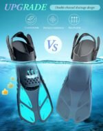 Green Adjustable Open Heel Snorkel Fins, Travel-Size Short Swim Flippers for Snorkeling, Diving & Swimming, Adult Men & Womenï¼ˆS/Mï¼‰ - Image 4