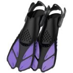 Purple Adjustable Open Heel Snorkel Fins, Travel-Size Short Swim Flippers for Snorkeling, Diving & Swimming, Adult Men & Womenï¼ˆL/XLï¼‰