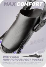 Purple Adjustable Open Heel Snorkel Fins, Travel-Size Short Swim Flippers for Snorkeling, Diving & Swimming, Adult Men & Womenï¼ˆL/XLï¼‰ - Image 3