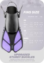 Purple Adjustable Open Heel Snorkel Fins, Travel-Size Short Swim Flippers for Snorkeling, Diving & Swimming, Adult Men & Womenï¼ˆL/XLï¼‰ - Image 5