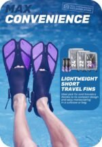 Purple Adjustable Open Heel Snorkel Fins, Travel-Size Short Swim Flippers for Snorkeling, Diving & Swimming, Adult Men & Womenï¼ˆS/Mï¼‰ - Image 4