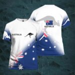 Australian Flag Kangaroo Print Unisex O-Neck Short Sleeve T-Shirt Summer Breathable Cotton Blend Streetwear Topï¼ˆ4XLï¼‰| Other styles Available in Store