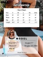 Women's Black One Piece Swimsuit with White Trim: Adjustable Strap, Ribbed, High Cut for Sports & Beachï¼ˆLï¼‰ - Image 6