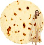 Burritos Tortilla Throw Blanket (Yellow), Novelty Funny Round Blanket for Kids & Adults, Soft Flannel Tortilla Wrap Blanketï¼ˆ71", Adultsï¼‰