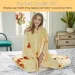 Burritos Tortilla Throw Blanket (Yellow), Novelty Funny Round Blanket for Kids & Adults, Soft Flannel Tortilla Wrap Blanketï¼ˆ71", Adultsï¼‰ - Image 2