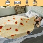 Burritos Tortilla Throw Blanket (Yellow), Novelty Funny Round Blanket for Kids & Adults, Soft Flannel Tortilla Wrap Blanketï¼ˆ71", Adultsï¼‰ - Image 5