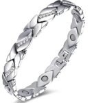 Christmas gift Stylish Ancient Copper Magnetic Therapy Bracelet with Diamond Accents - Enhance Health & Eleganceï¼ˆsilverï¼‰