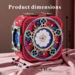 3D Wooden Music Box with LED Light â€“ DIY Mechanical Puzzle Kit, Handcrafted Jewelry Storage, Romantic Gift for Her or Him (Red) - Image 2
