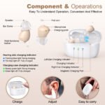 Rechargeable Behind-the-Ear Hearing Aids with Charging Case - Compact Sound Amplifier for Adults & Seniors with Memory Volume (White Case, Skin Tone Device) - Image 2