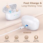 Rechargeable Behind-the-Ear Hearing Aids with Charging Case - Compact Sound Amplifier for Adults & Seniors with Memory Volume (White Case, Skin Tone Device) - Image 3