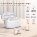 Rechargeable Behind-the-Ear Hearing Aids with Charging Case - Compact Sound Amplifier for Adults & Seniors with Memory Volume (White Case, Skin Tone Device) - Image 4