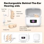 Rechargeable Behind-the-Ear Hearing Aids with Charging Case & LCD Display â€“ Compact Sound Amplifier for Adults and Seniors (White Case, Skin Tone Device) - Image 2