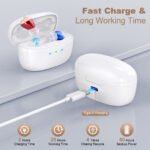 Rechargeable Behind-the-Ear Hearing Aids with Charging Case - Compact Sound Amplifier for Adults & Seniors with Memory Volume (White Case, Red & Blue Device) - Image 3