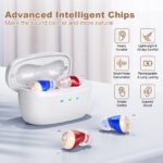 Rechargeable Behind-the-Ear Hearing Aids with Charging Case - Compact Sound Amplifier for Adults & Seniors with Memory Volume (White Case, Red & Blue Device) - Image 4