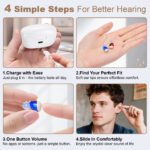 Rechargeable Behind-the-Ear Hearing Aids with Charging Case - Compact Sound Amplifier for Adults & Seniors with Memory Volume (White Case, Red & Blue Device) - Image 6