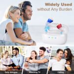 Rechargeable Behind-the-Ear Hearing Aids with Charging Case - Compact Sound Amplifier for Adults & Seniors with Memory Volume (White Case, Red & Blue Device) - Image 7