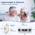 Rechargeable In-the-Ear Hearing Aids with Charging Case and LCD Display - Ultra-Compact Sound Amplifier for Seniors (White & Green Case, Skin Tone Device) - Image 3