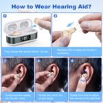 Rechargeable In-the-Ear Hearing Aids with Charging Case and LCD Display - Ultra-Compact Sound Amplifier for Seniors (White & Green Case, Skin Tone Device) - Image 4
