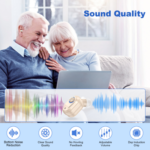 Rechargeable In-the-Ear Hearing Aids with Charging Case and LCD Display - Ultra-Compact Sound Amplifier for Seniors (White & Green Case, Skin Tone Device) - Image 7