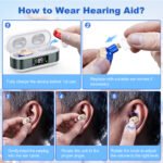Rechargeable In-the-Ear Hearing Aids with Charging Case and LCD Display - Ultra-Compact Sound Amplifier for Seniors (White & Green Case, Red & Blue Device) - Image 4