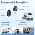 Rechargeable In-the-Ear Hearing Aids with Charging Case and LCD Display - Ultra-Compact Sound Amplifier for Seniors (White & Green Case, Black Device) - Image 2