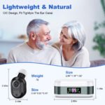 Rechargeable In-the-Ear Hearing Aids with Charging Case and LCD Display - Ultra-Compact Sound Amplifier for Seniors (White & Green Case, Black Device) - Image 3