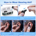 Rechargeable In-the-Ear Hearing Aids with Charging Case and LCD Display - Ultra-Compact Sound Amplifier for Seniors (White & Green Case, Black Device) - Image 4